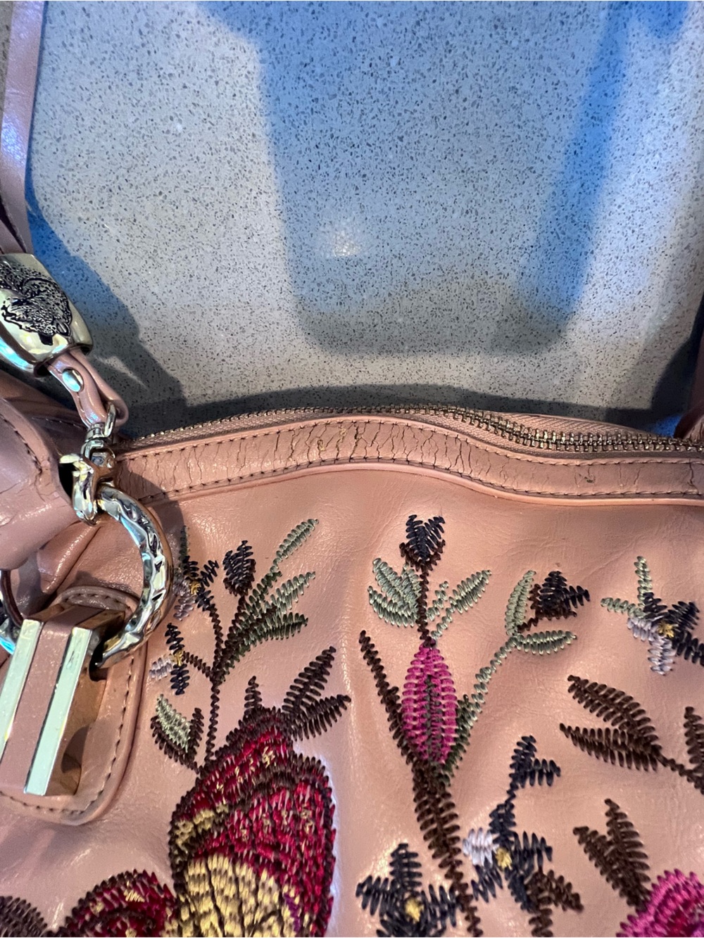 Embroidered Vintage Floral Butterflies Satchel Original by Sharif 1827 Handbag - Picture 7 of 16